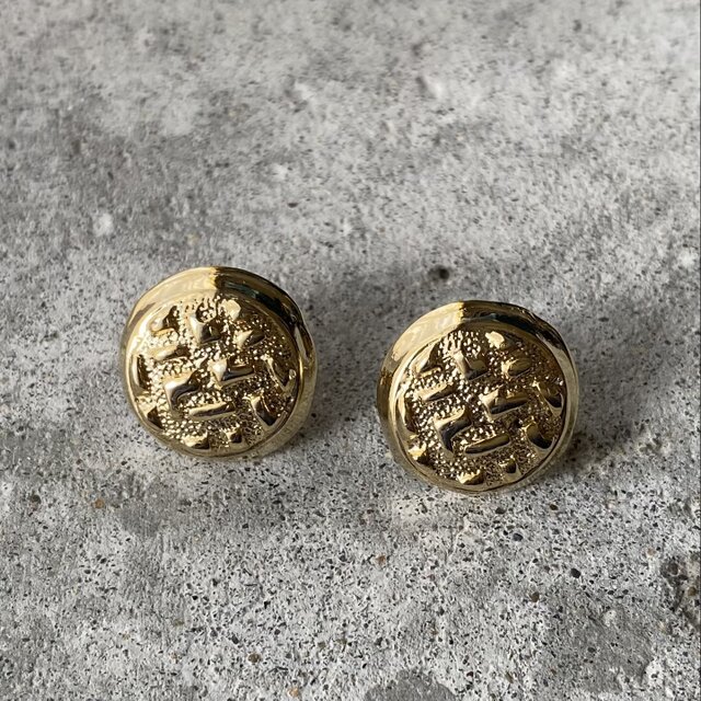Vintage 80s-90s USA retro gold tone textured pierce | iichi 日々の