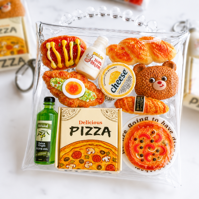 パン好きさんに！くまとパンのバッグチャーム Lサイズ ミニチュア