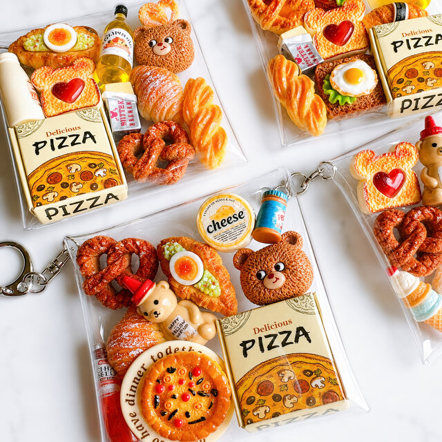 パン好きさんに！くまとパンのバッグチャーム Lサイズ ミニチュア