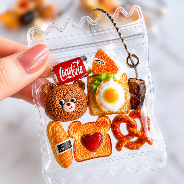 パン好きさんに！くまとパンのバッグチャーム Lサイズ ミニチュア