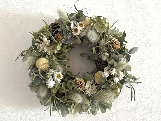 10％OFF】秋色紫陽花と木の実のナチュラルリース3 | iichi 日々の