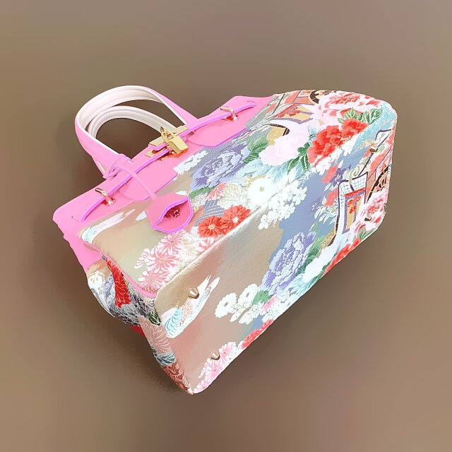 着物リメイクバッグ 30サイズ#105◇着物帯と本革のリメイクバッグ◇remake.829 日本職