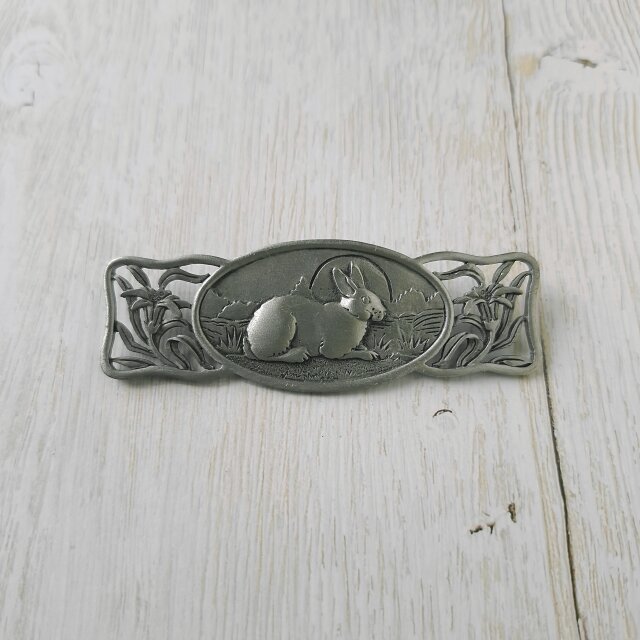 J.J.》 silver tone pewter rabbit lily ジェイジェイ ヴィンテージ