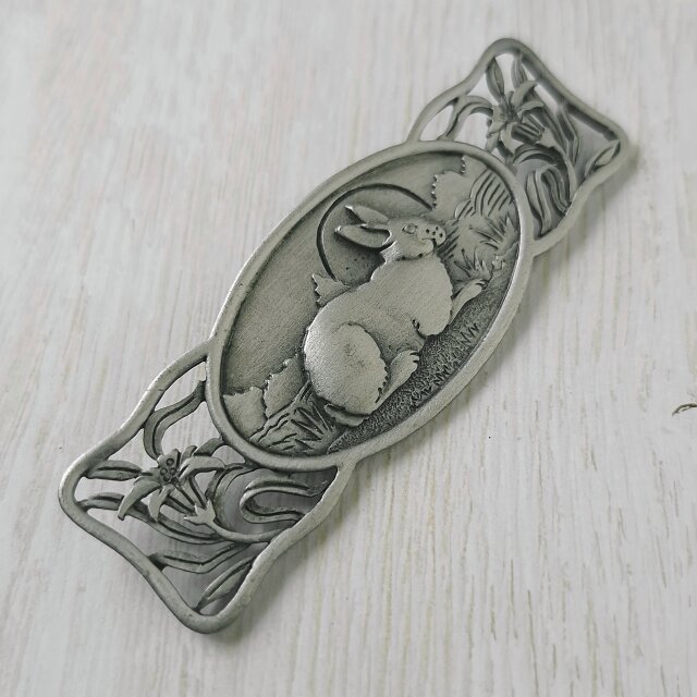 J.J.》 silver tone pewter rabbit lily ジェイジェイ ヴィンテージ