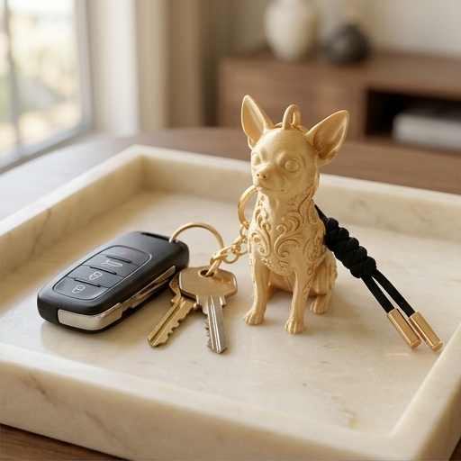 犬（チワワ）のキーホルダー ミニチュア シルクゴールド | iichi 日々