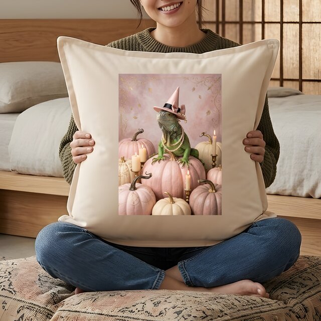 イグアナ（グリーンイグアナ）クッション 45cm ハロウィン限定アート