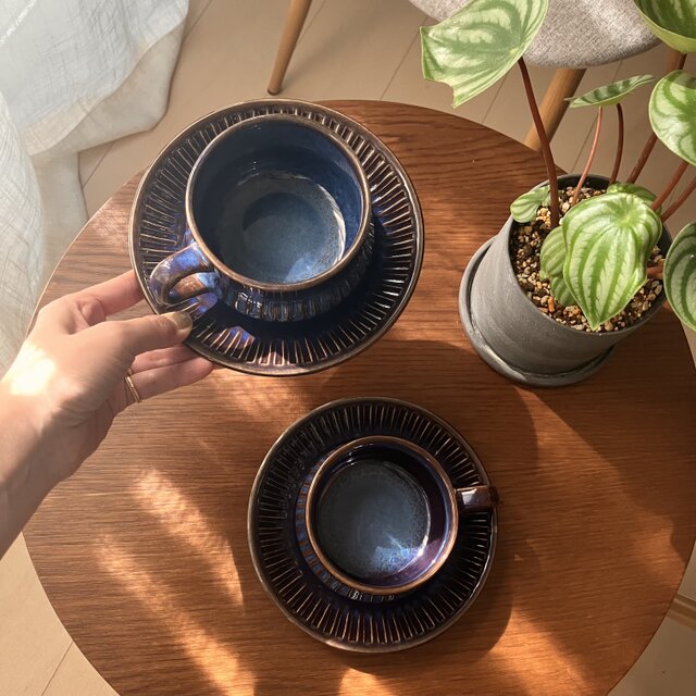 深い青色の艶やかカップ＆ソーサー＊北欧＊Gefle ゲフレ｜kosmos