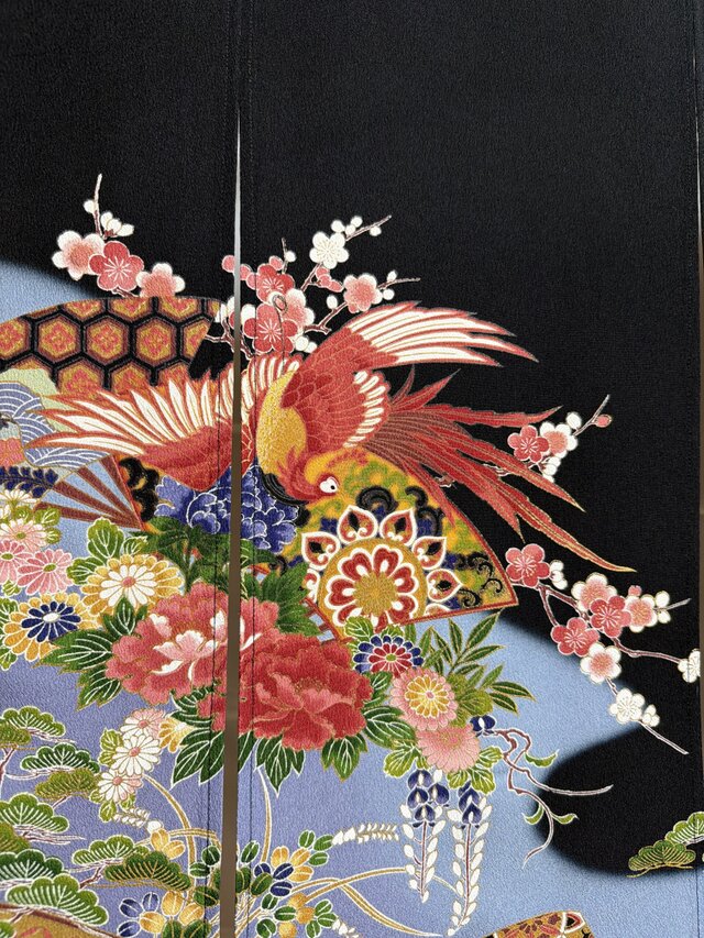 着物素材リメイク暖簾梅の花鳳凰留袖ゴージャスお部屋のインテリア横幅