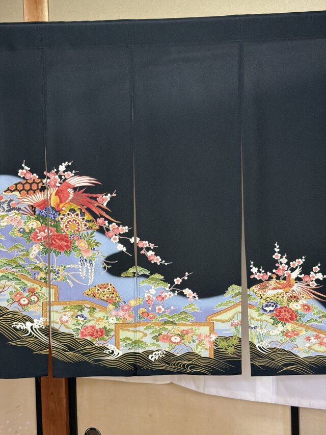 着物素材リメイク暖簾梅の花鳳凰留袖ゴージャスお部屋のインテリア横幅