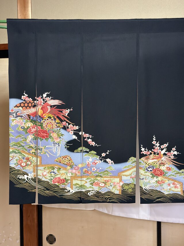 着物素材リメイク暖簾梅の花鳳凰留袖ゴージャスお部屋のインテリア横幅