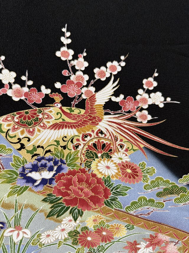 着物素材リメイク暖簾梅の花鳳凰留袖ゴージャスお部屋のインテリア横幅