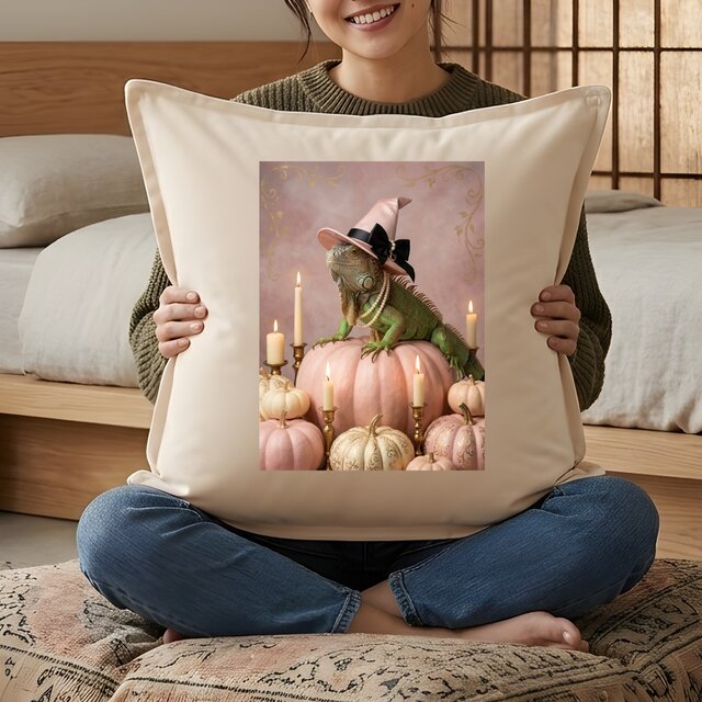 イグアナ（グリーンイグアナ）クッション 45cm ハロウィン限定アート