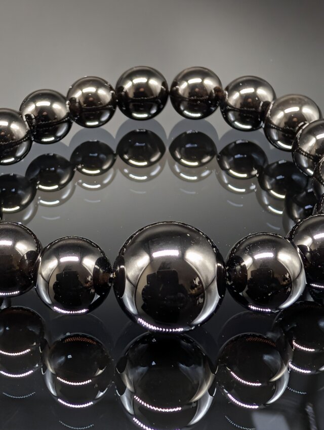 パワーストーン】モリオン(黒水晶) 12mm 親玉16mm ブレスレット