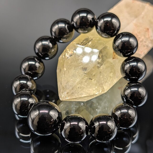 パワーストーン】モリオン(黒水晶) 14mm 親玉18mm ブレスレット 【守護