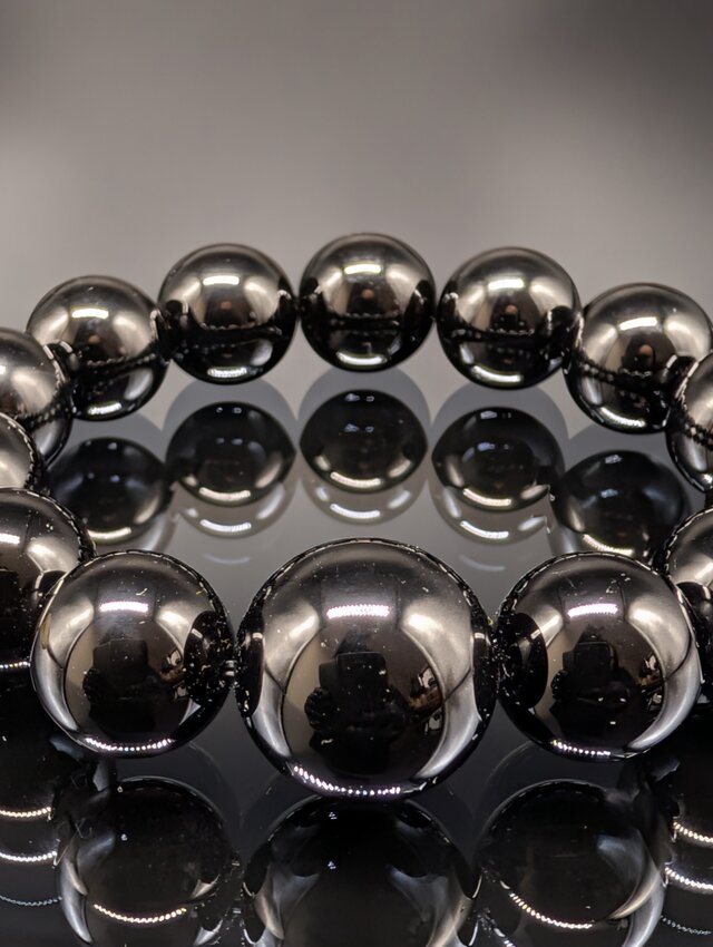 パワーストーン】モリオン(黒水晶) 14mm 親玉18mm ブレスレット 【守護