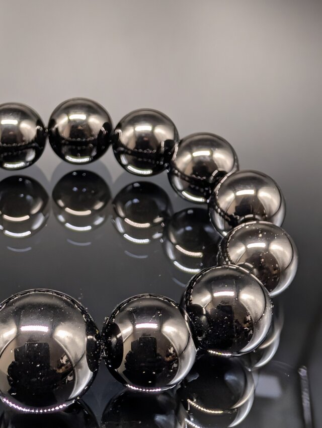 パワーストーン】モリオン(黒水晶) 14mm 親玉18mm ブレスレット 【守護