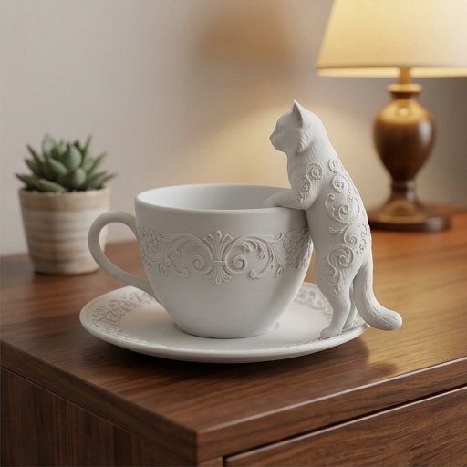 猫（ラグドール）のアクセサリートレイ 小物入れ マットホワイト