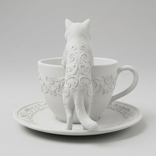 猫（ラグドール）のアクセサリートレイ 小物入れ マットホワイト