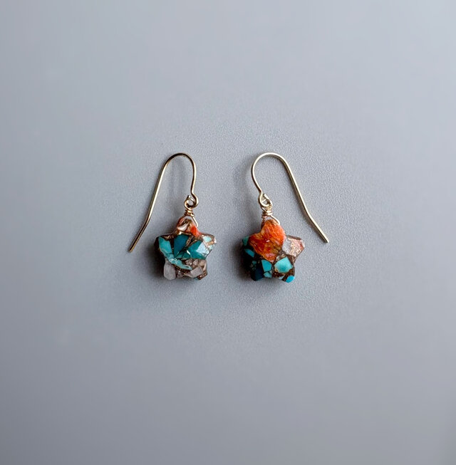 ♥️天然石ピアス♥️No.65★1200円★オパールコッパートリプレット 一点もの｜小さなアート ターコイズコッパー フックピアス | iichi