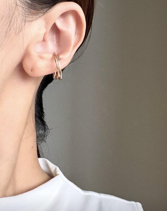 14kgf×silver925 diagonal 20 イヤーカフ 4連 | iichi 日々の暮らしを