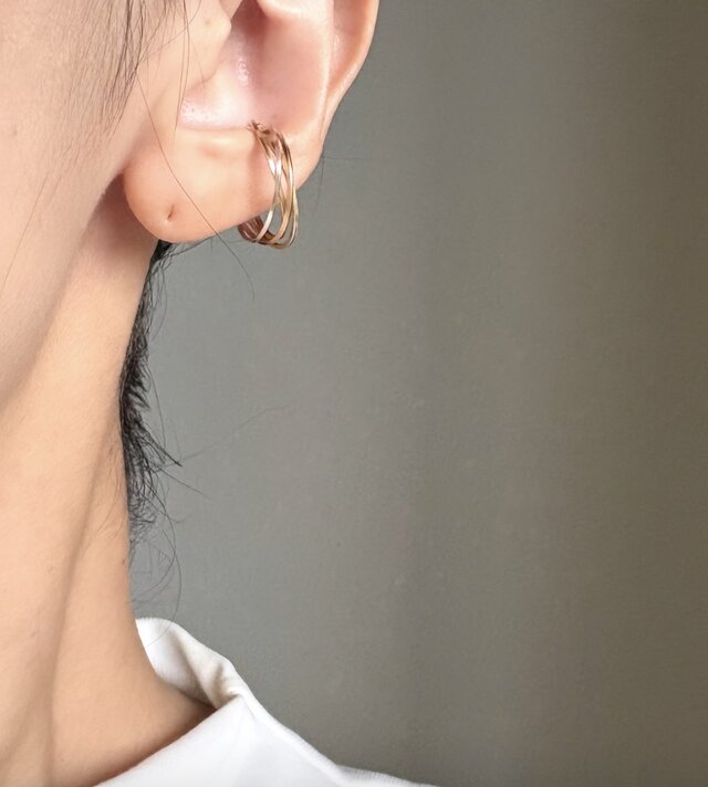 14kgf×silver925 diagonal 20 イヤーカフ 4連 | iichi 日々の暮らしを