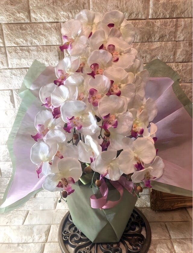 光触媒 人工観葉植物 ウォールグリーン フェイクグリーン 胡蝶蘭6235g