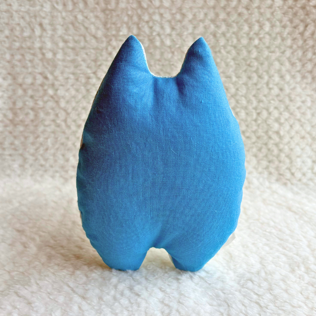 ハンドメイド ふにゃ〜た ねこのぬいぐるみ ミントチェック×ブルー