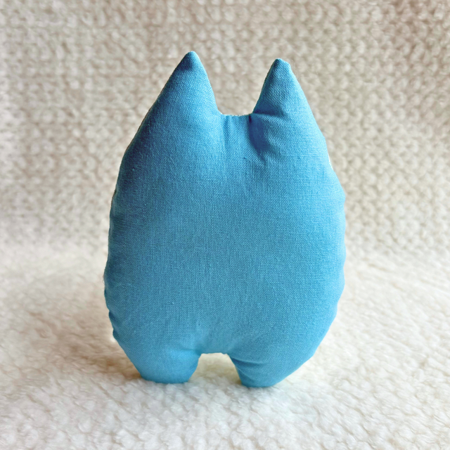 ハンドメイド ぬいぐるみ レトロアニマル ブルー ハンドメイド ふにゃ〜た ねこのぬいぐるみ ミントチェック×ブルー④
