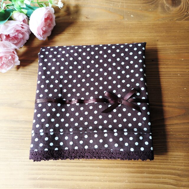 ブラウンドット♪リボン＆レース カフェカーテン 横104×縦39cm | iichi