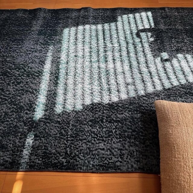 113×200 ブルー×ブルーグリーン オーバーダイ トルコヴィンテージラグ