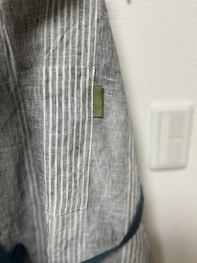 家事が楽しいリネンエプロン 東炊き生機リネン100% グレーストライプ