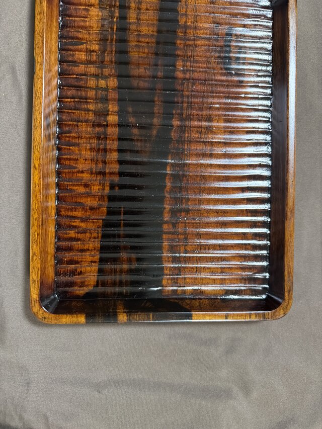 黒柿拭漆我谷盆（くろがきふきうるしわがたぼん）black persimmon煎茶