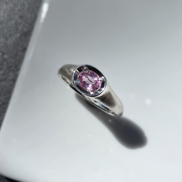 ピンク スピネル 0.5ct オーバルカット 印台 シルバーSV925リング