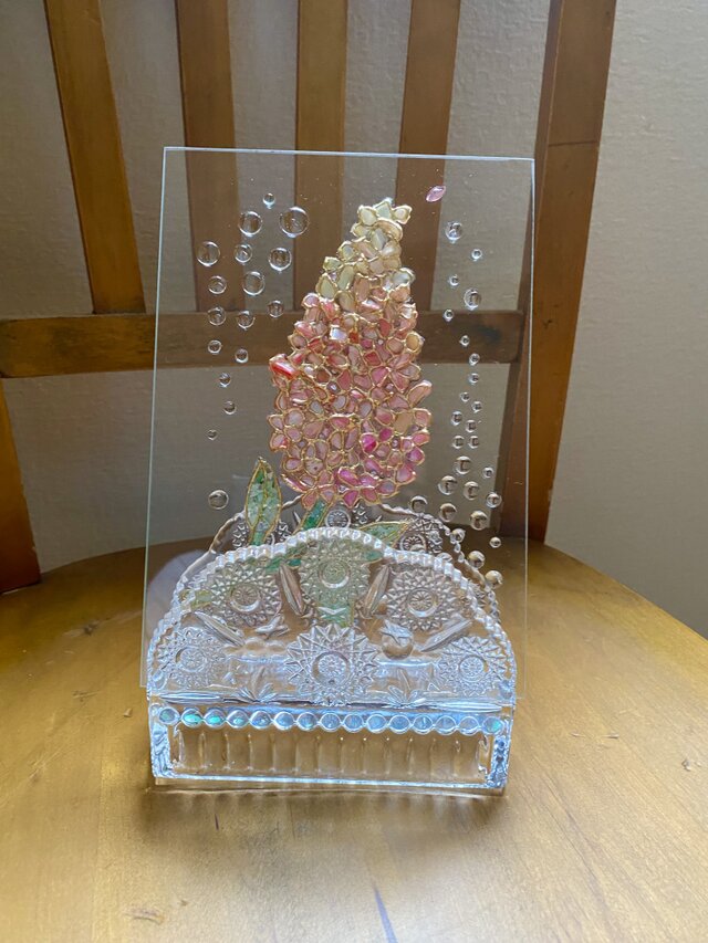 雨上がりの紫陽花 フリルガラスホルダー｜Glass Art Object シェル