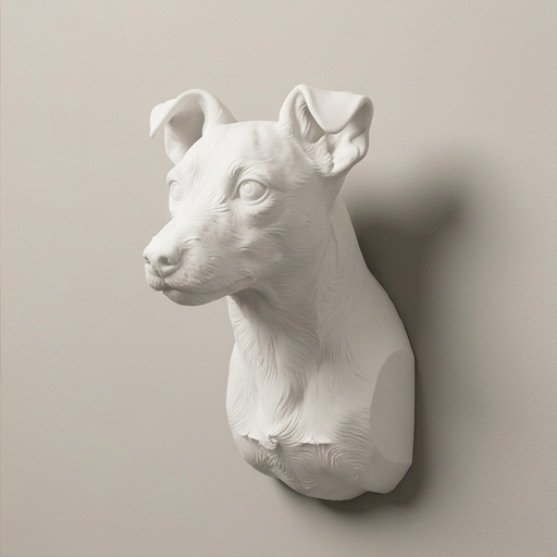 犬（ミニチュアシュナウザー）の壁掛けレリーフ 3Dプリント 白PLA