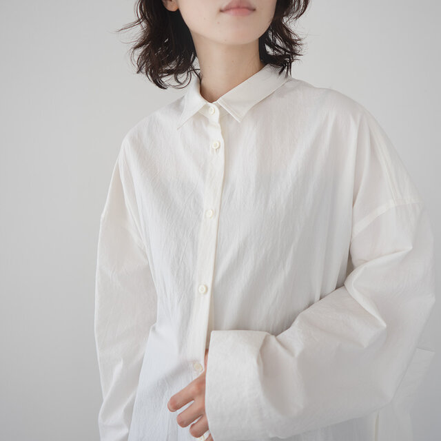 cotton side slit sarrau shirt/off white | iichi 日々の暮らしを