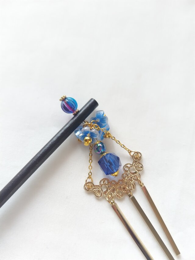 ビラ簪 青い花の夢 | iichi 日々の暮らしを心地よくするハンドメイドや