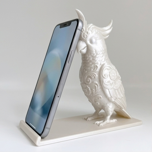 インコ（キバタン）のスマホスタンド 卓上 シルクホワイト | iichi