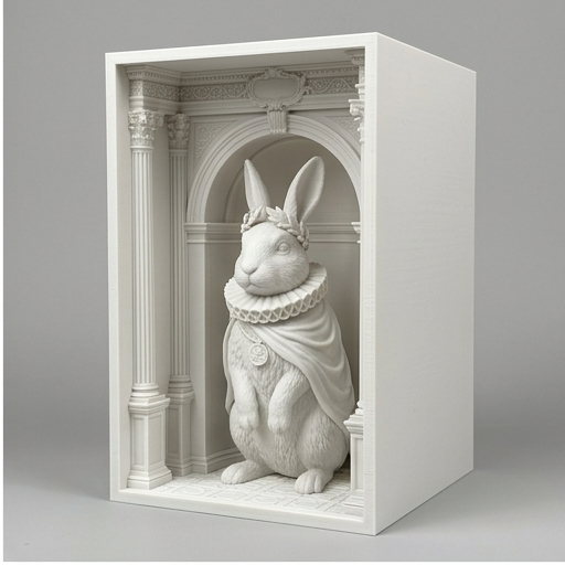 ニュージーランドホワイトのブックヌーク 3Dプリント 白PLA 本棚
