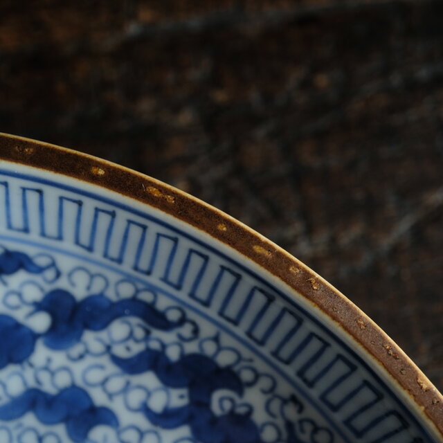 伊万里◇成化年製 花文染付七寸中皿 古美術 骨董/antiques 古民家 工芸