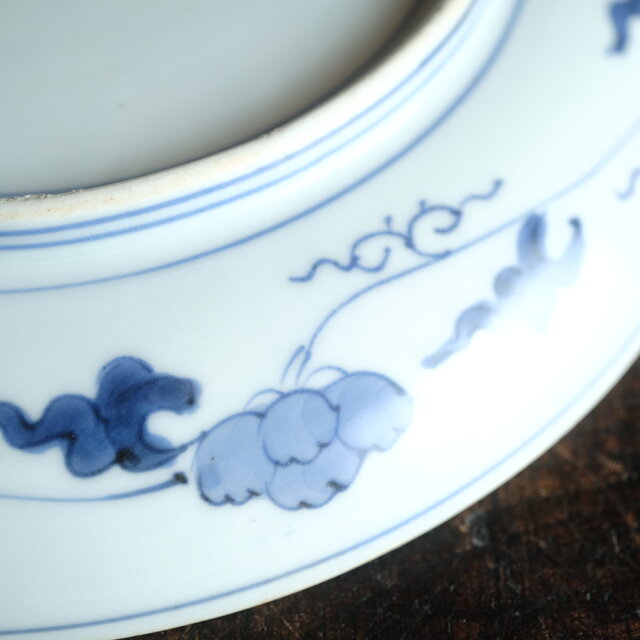 伊万里◇成化年製 花文染付七寸中皿 古美術 骨董/antiques 古民家 工芸