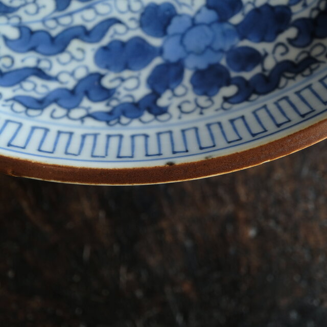 伊万里◇成化年製 花文染付七寸中皿 古美術 骨董/antiques 古民家 工芸