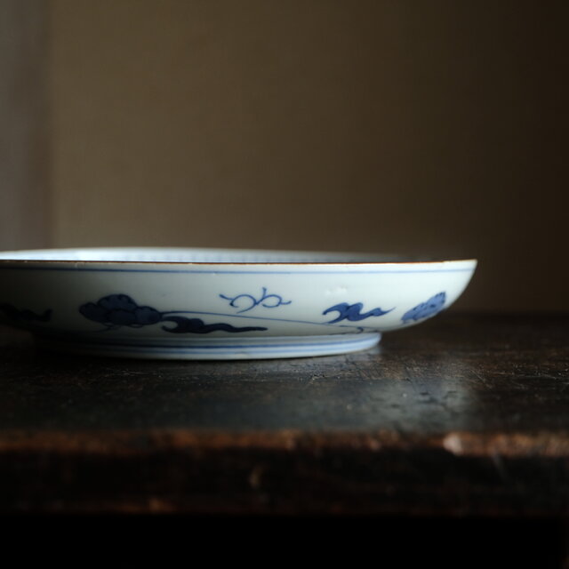 伊万里◇成化年製 花文染付七寸中皿 古美術 骨董/antiques 古民家 工芸