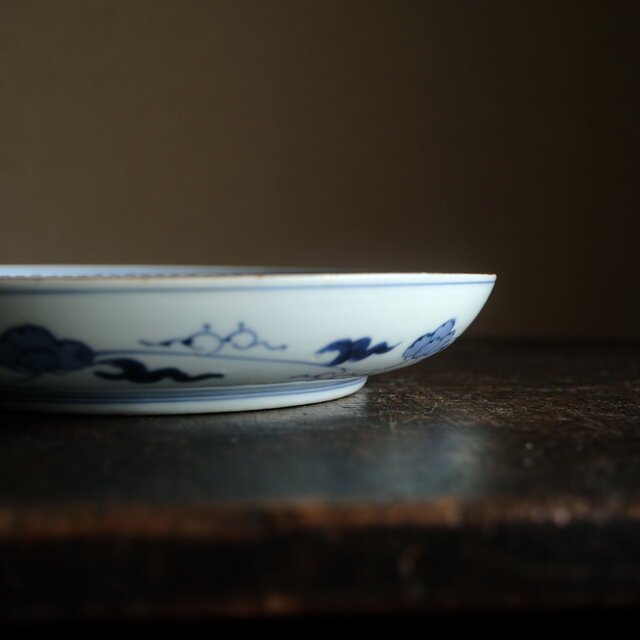 伊万里◇成化年製 花文染付七寸中皿 古美術 骨董/antiques 古民家 工芸