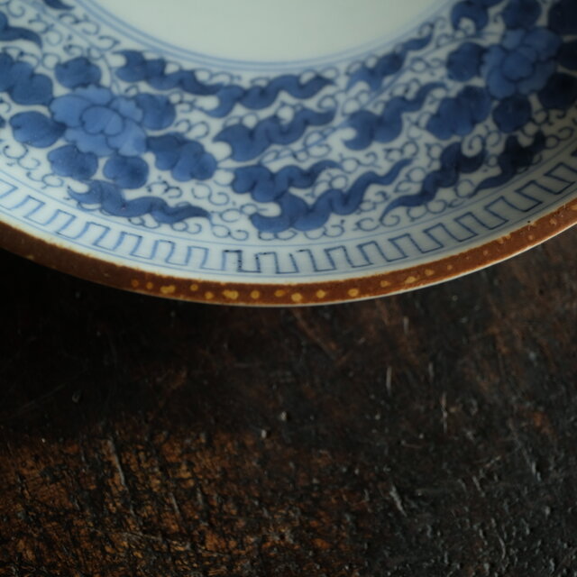 伊万里◇成化年製 花文染付七寸中皿 古美術 骨董/antiques 古民家 工芸