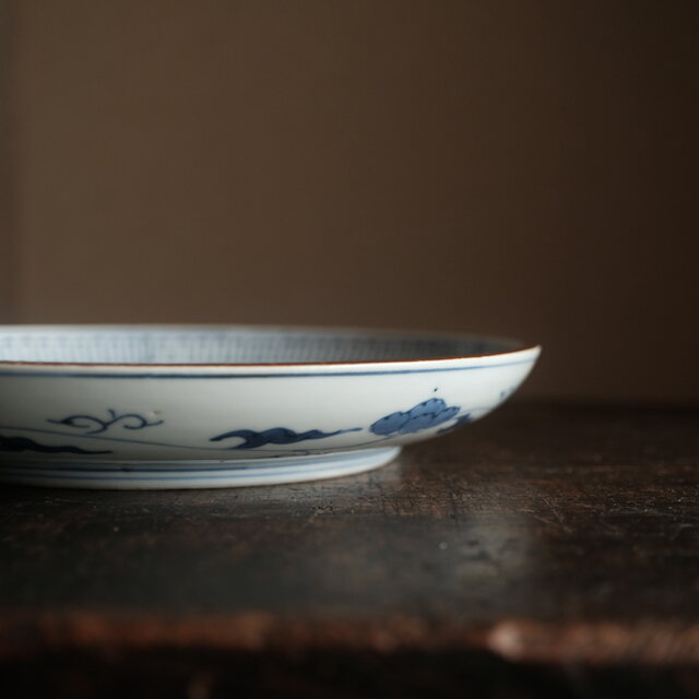 伊万里◇成化年製 花文染付七寸中皿 古美術 骨董/antiques 古民家 工芸