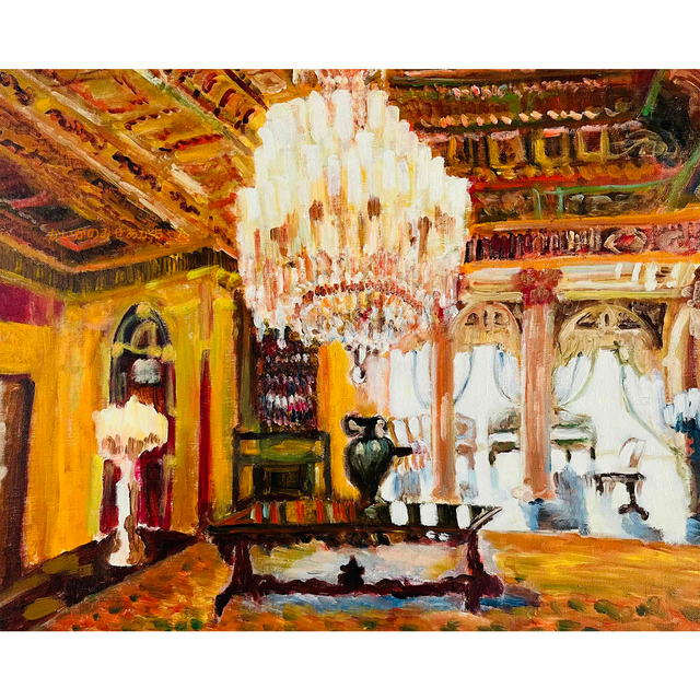 原画・油彩「シャンデリア 2」絵画・F12（50×61㎝）アート