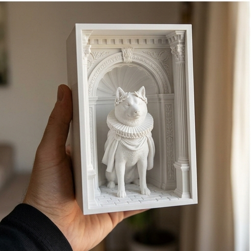 犬（柴犬）の3Dプリント ブックヌーク 白PLA 本棚インテリア | iichi