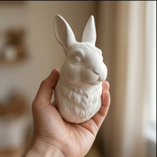 うさぎ（タン）の壁掛けレリーフ 3Dプリント 白PLA インテリア | iichi