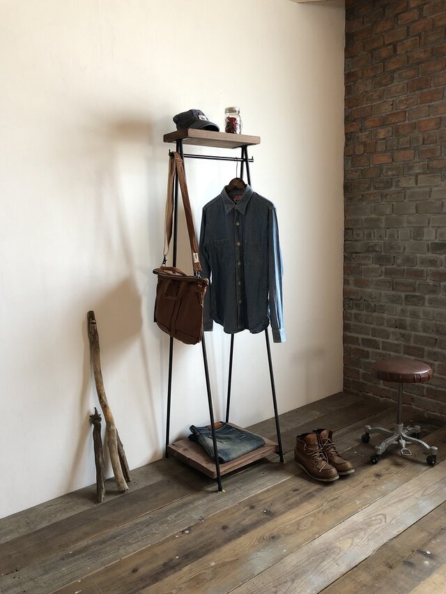 数量限定 SNNK-50 ハンガーラック 無垢材 古材 アイアン家具